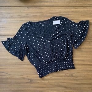 American Eagle Polka Dot Wrap Top